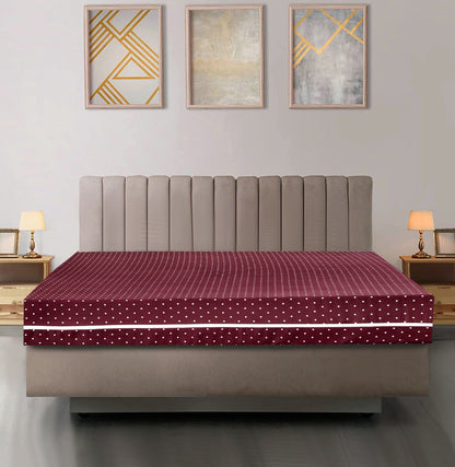 Zipper Mattress Cover Printed- Plum Polka