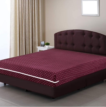 Zipper Mattress Cover Printed- Plum Polka